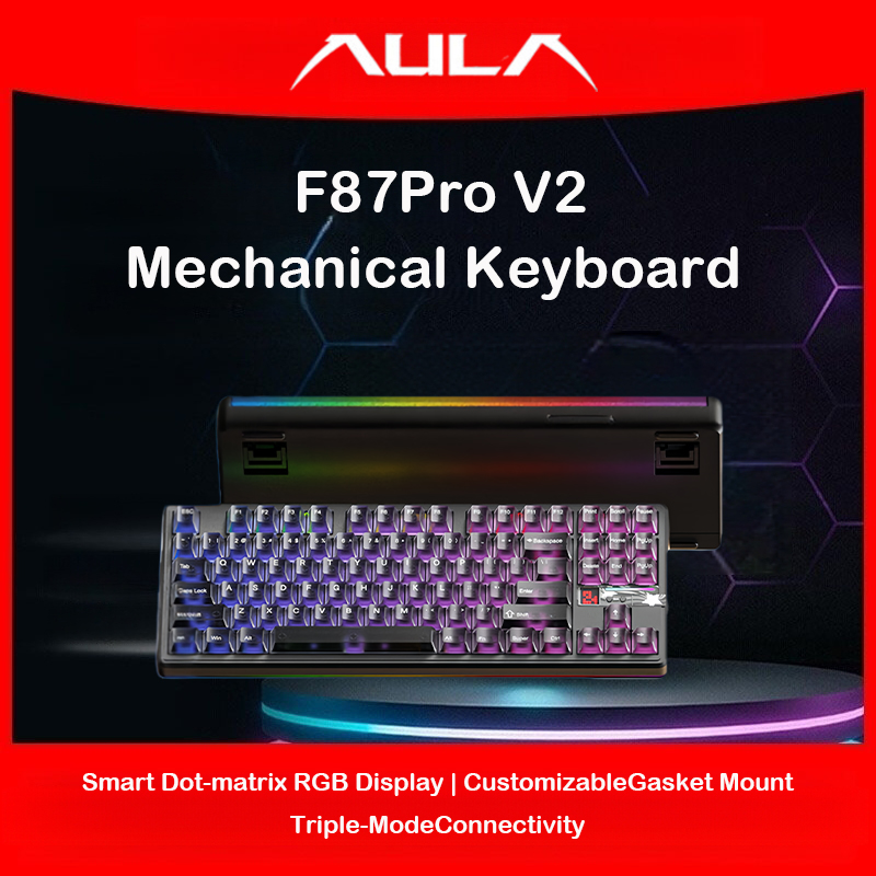 Gaming Keyboard Hot Swappable - AULA F87 Pro V2, clavier mécanique