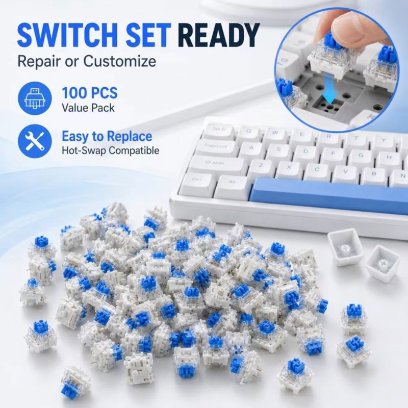Keyboard Gaming Blue Switch - DT21 100 pièces de commutateurs mécaniques